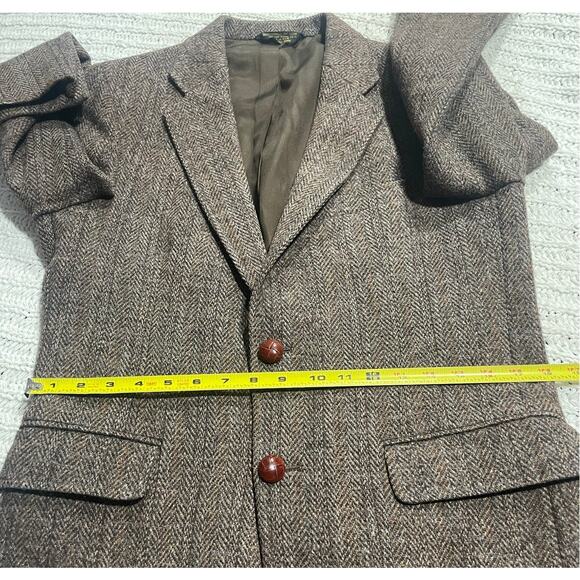 VTG Harris Tweed 2 Button Blazer Herringbone Mens Sz 38 Handwoven Scottish Wool - Picture 3 of 14